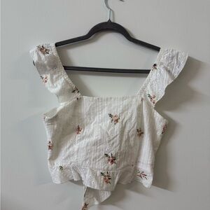 NWOT Floral White Sleeveless Top